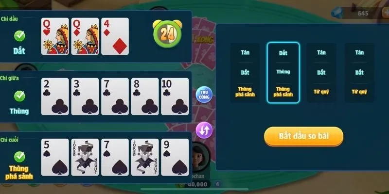 Cách sắp xếp lá ảnh hưởng lớn đến kết quả ván game